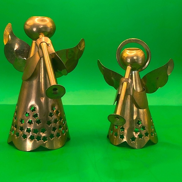 Other - Pair of Vintage Brass Angel Tapered Candle Holders